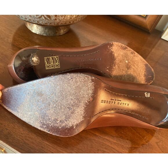 Ralph Lauren Brown Leather Almond Pointed Toe Loafers Vintage ~ Sz 9 ~ So CBK! - Picture 7 of 10